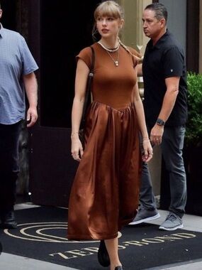 Taylor Swift Patchwork Cap Sleeve Maxi Dress